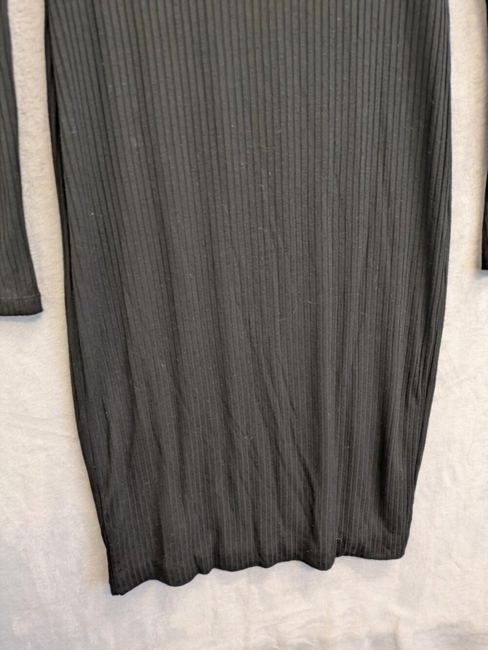 Ribbed Knit V Neck Long